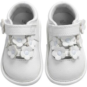 Jack & Lily My Shoes White Leather Floral Mary Jane Baby Shoes 12-18 Months